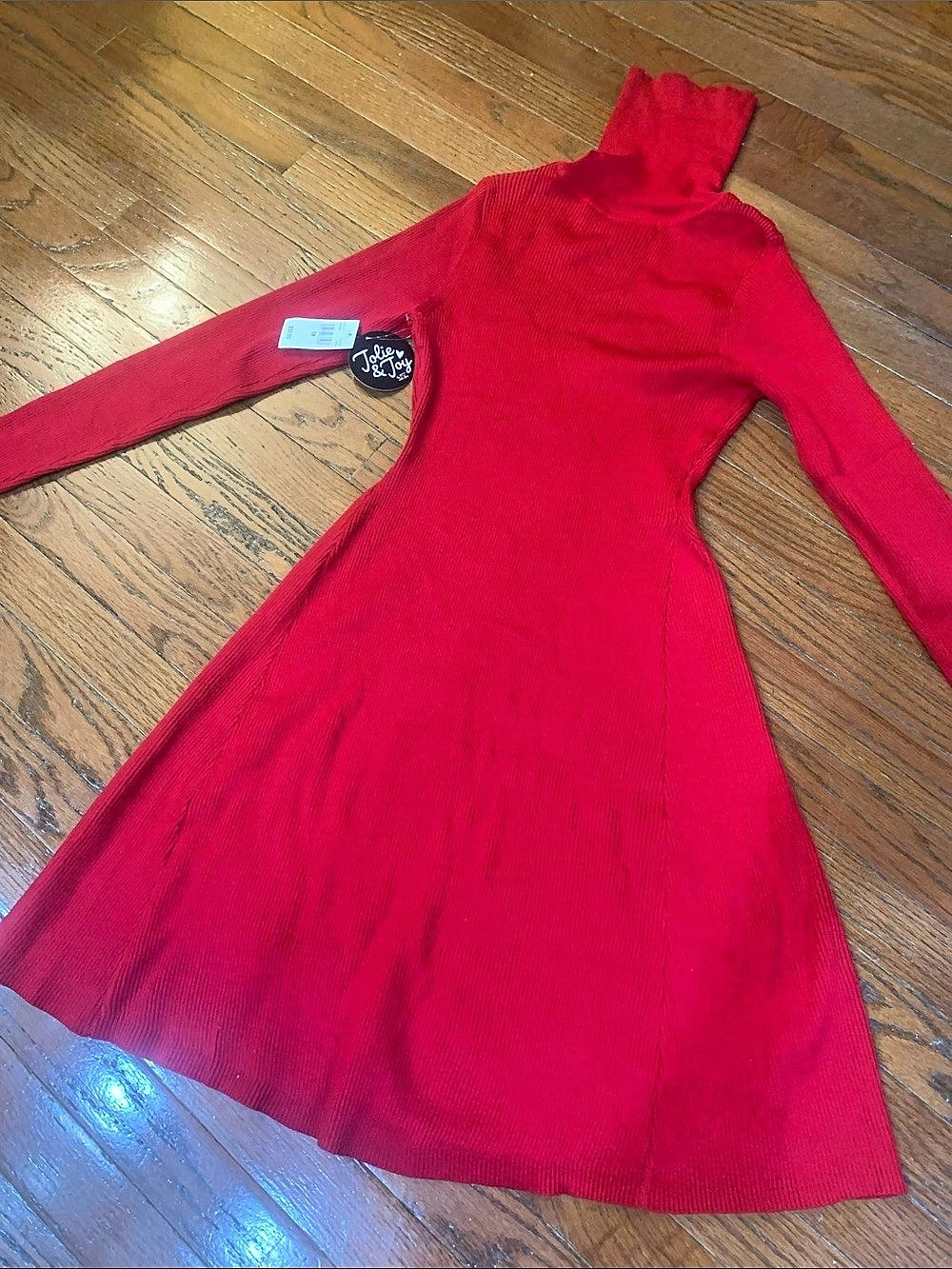 Jolie & Joy Ribbed Turtleneck Dress in Red Size Small Like New